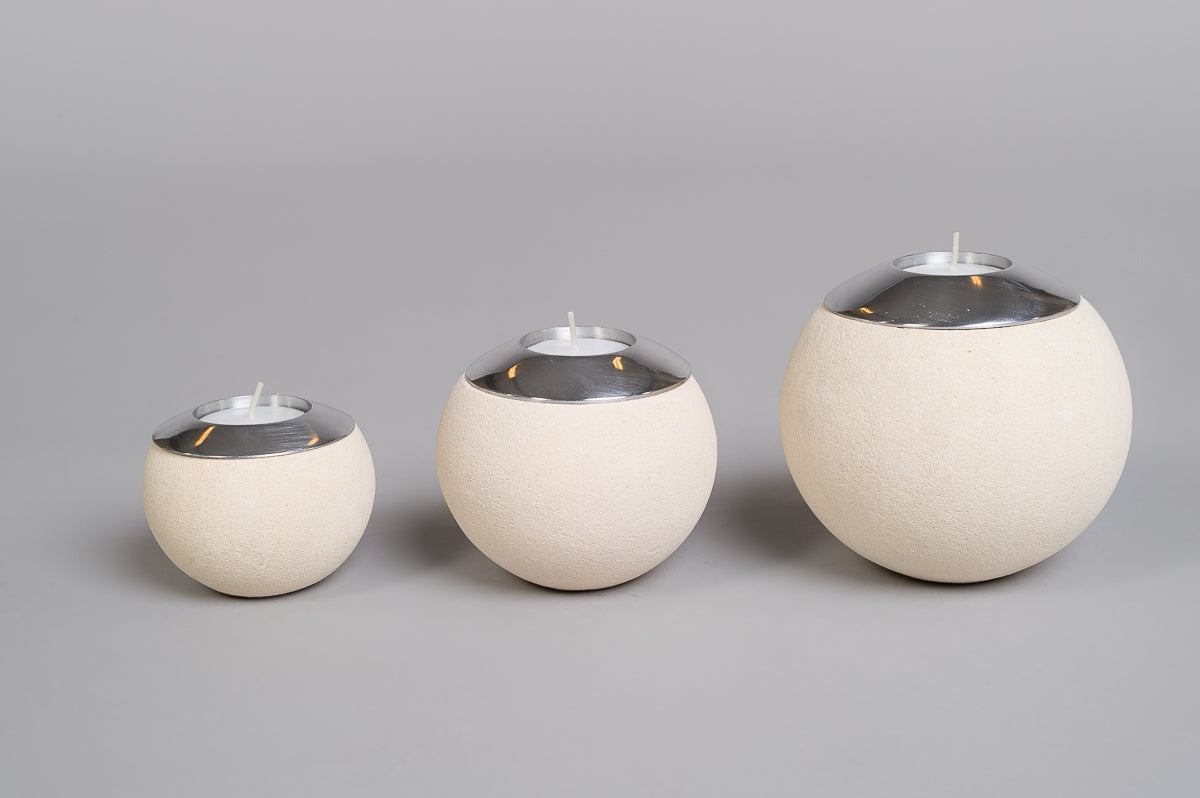 Te-lysholder i lys sandstein - medium