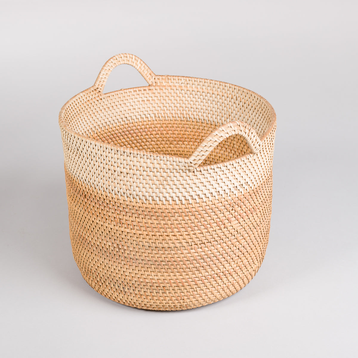 Rund kurv i rotting - Hvit/Natur