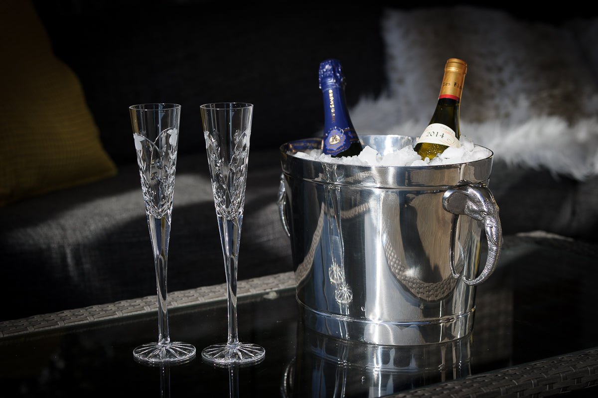 Champagnekjøler i rustfritt stå med elefanthåndtak