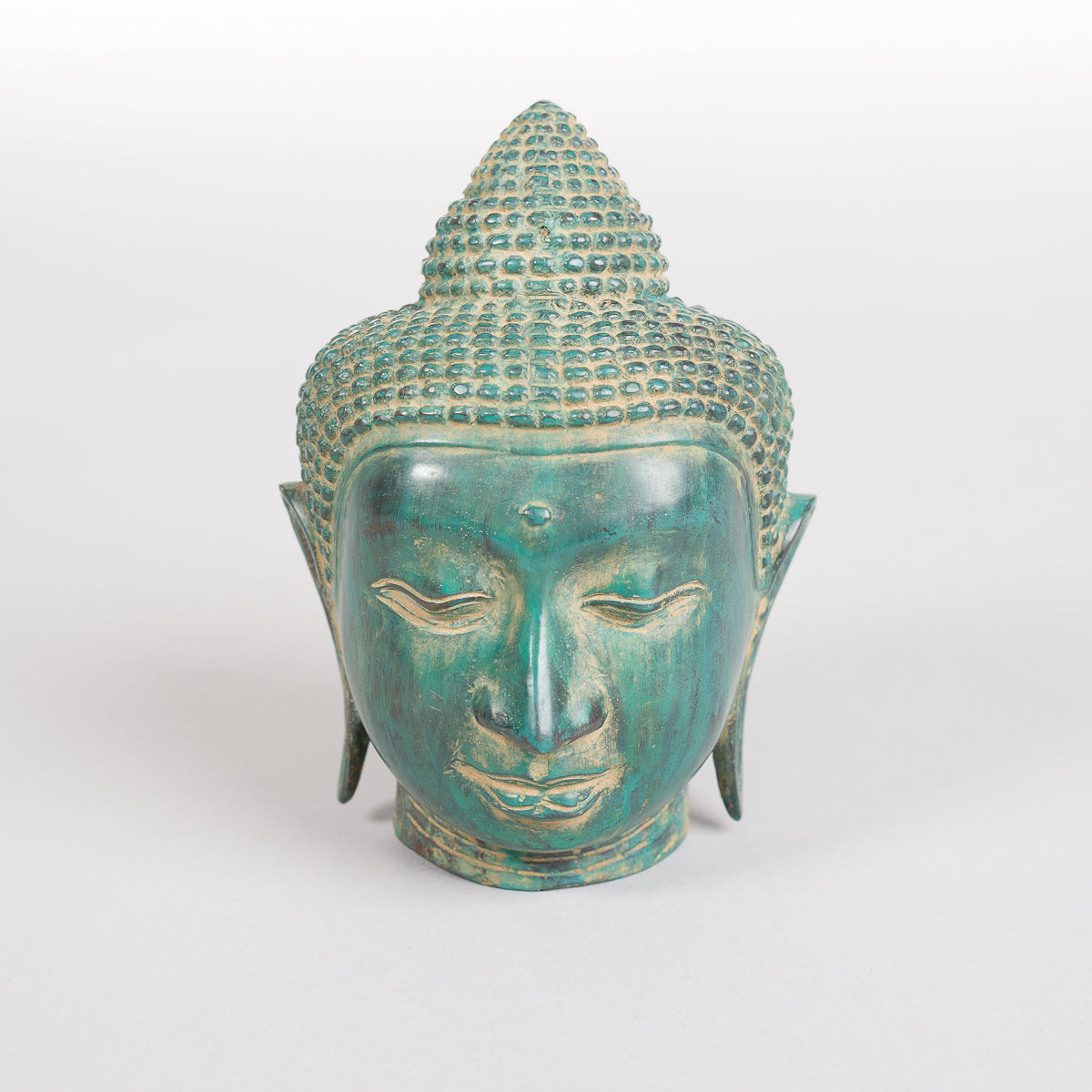 Buddha hode i bronse - Grønnfarget (12cm)