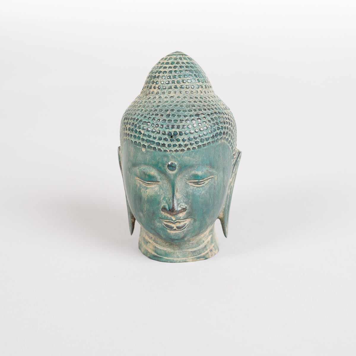 Buddha hode i bronse - Grønnfarget (15cm)