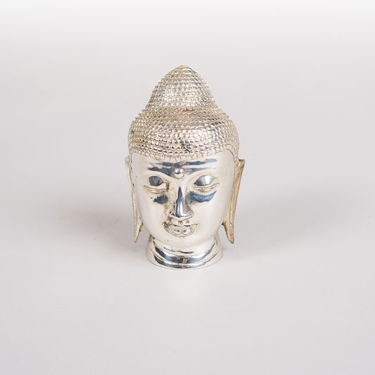 Buddha hode i bronse - Sølvfarget