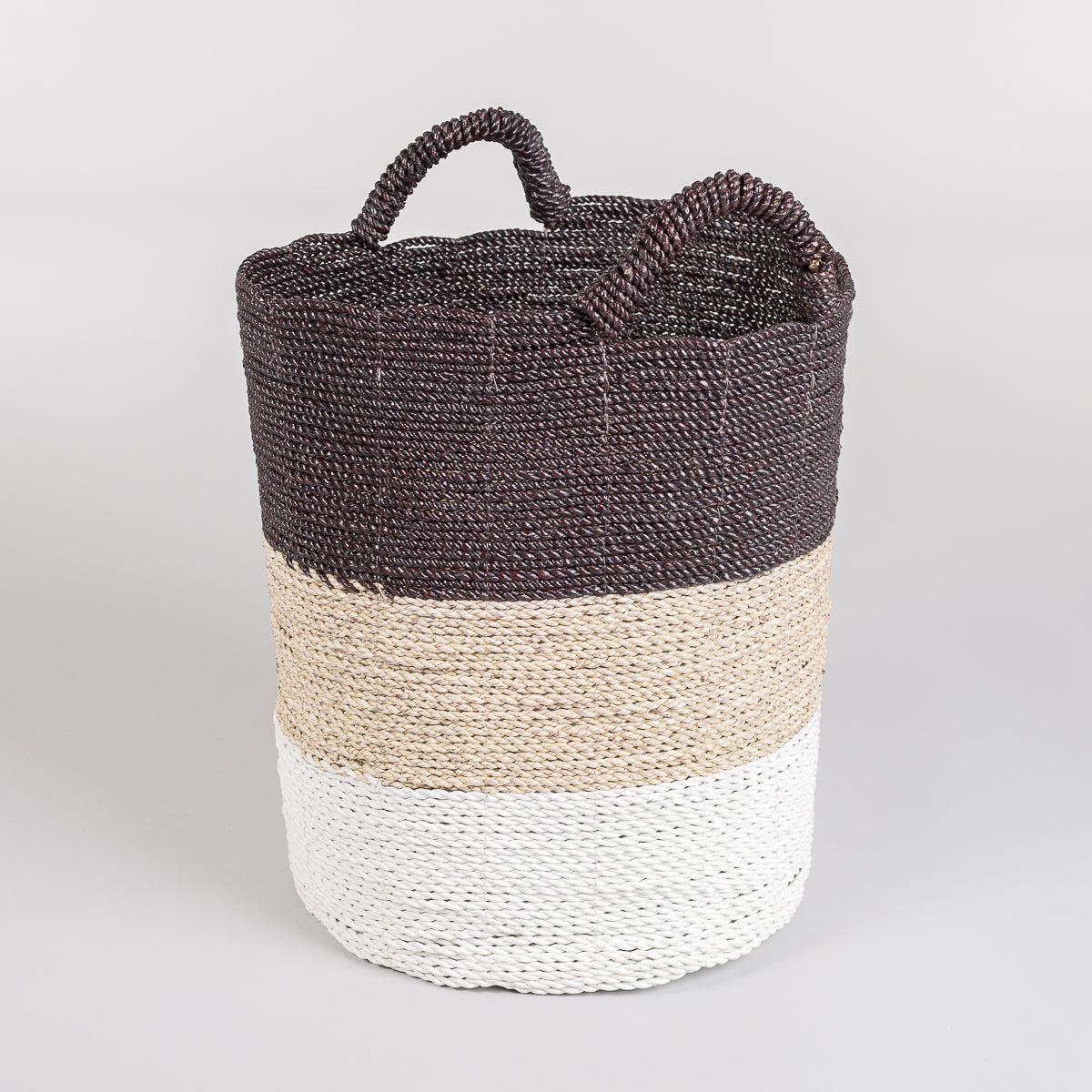 Kurv i siv - hvit/natur/brun