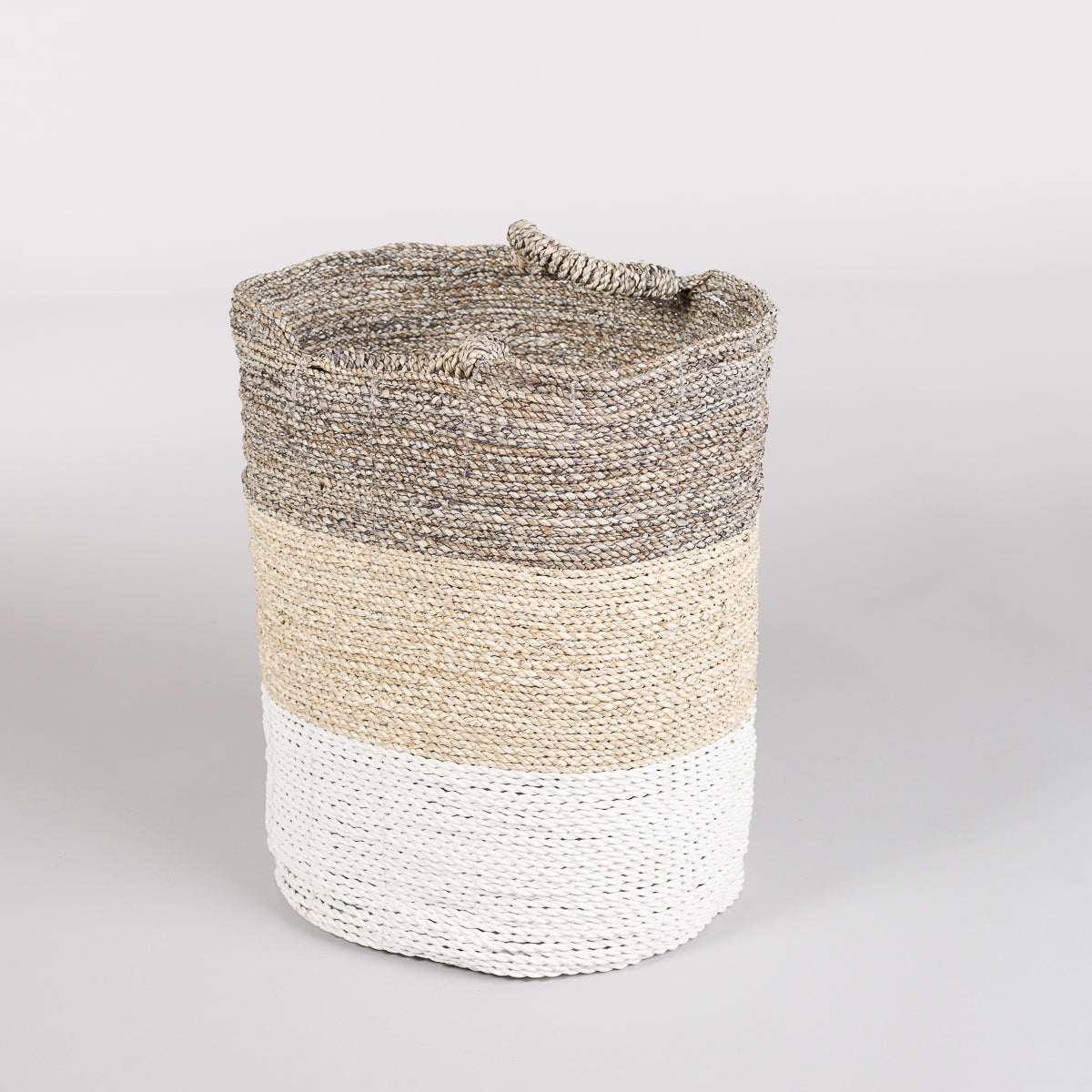 Kurv i siv - hvit/natur/beige