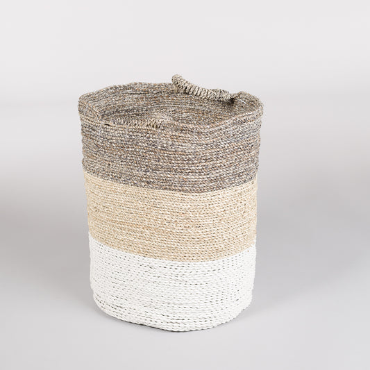 Kurv i siv - hvit/natur/beige