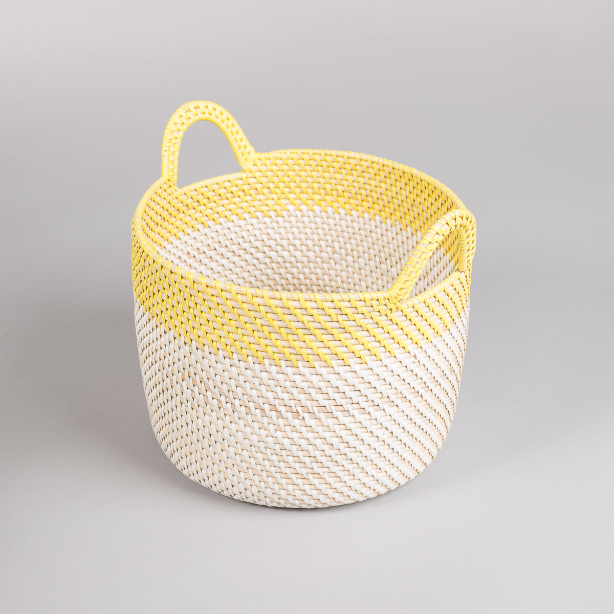Rund kurv i rotting - Hvit/gul