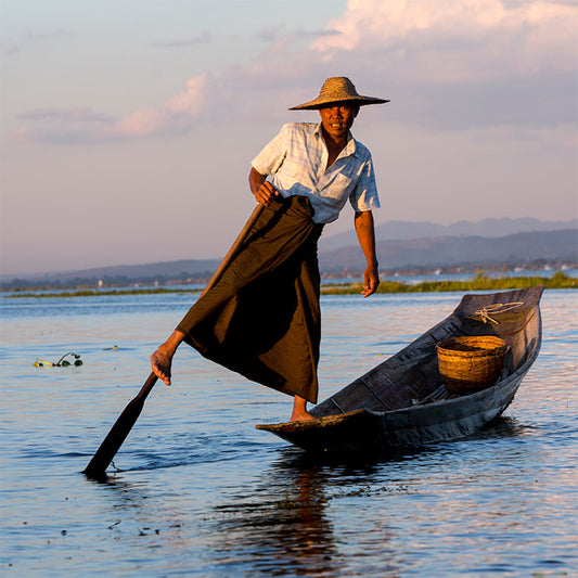 Inle Lake-40x40 cm-Aluminiumsplate